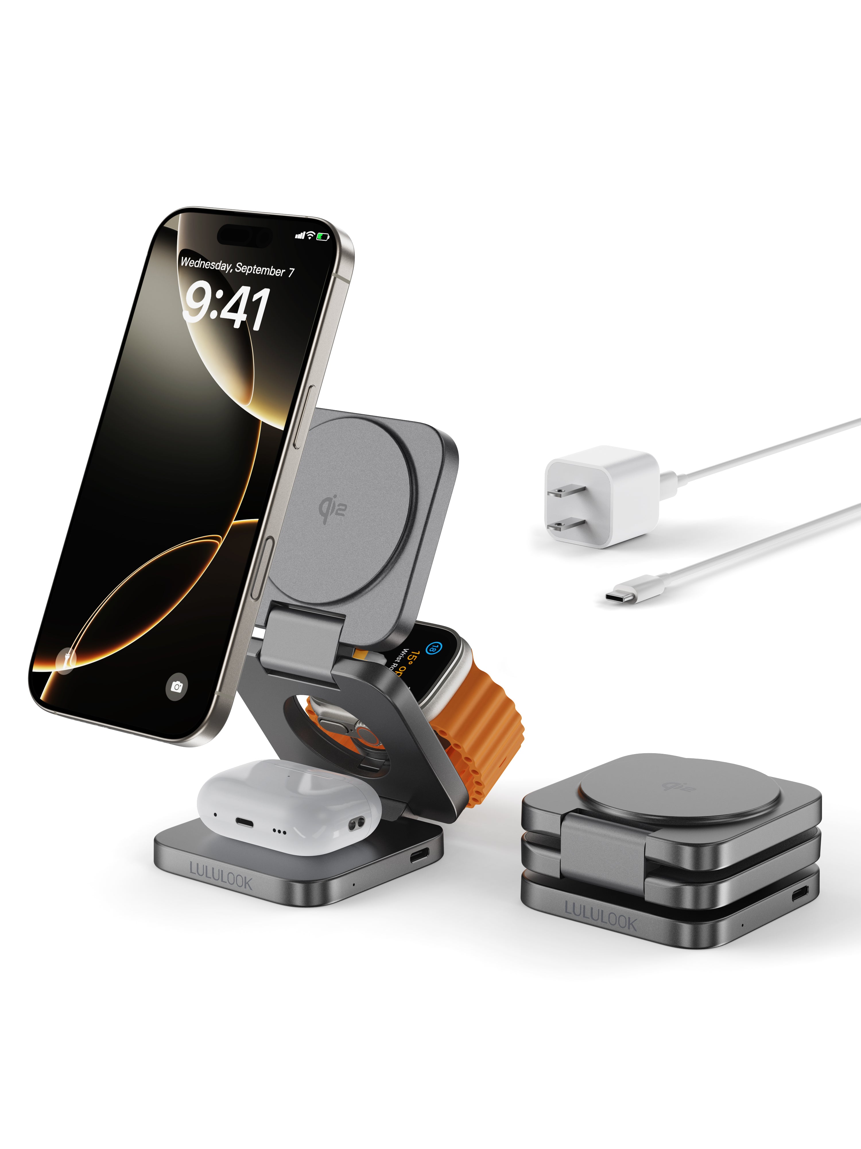 Ultra-Nano Qi2 3 in 1 Wireless Travel Charger