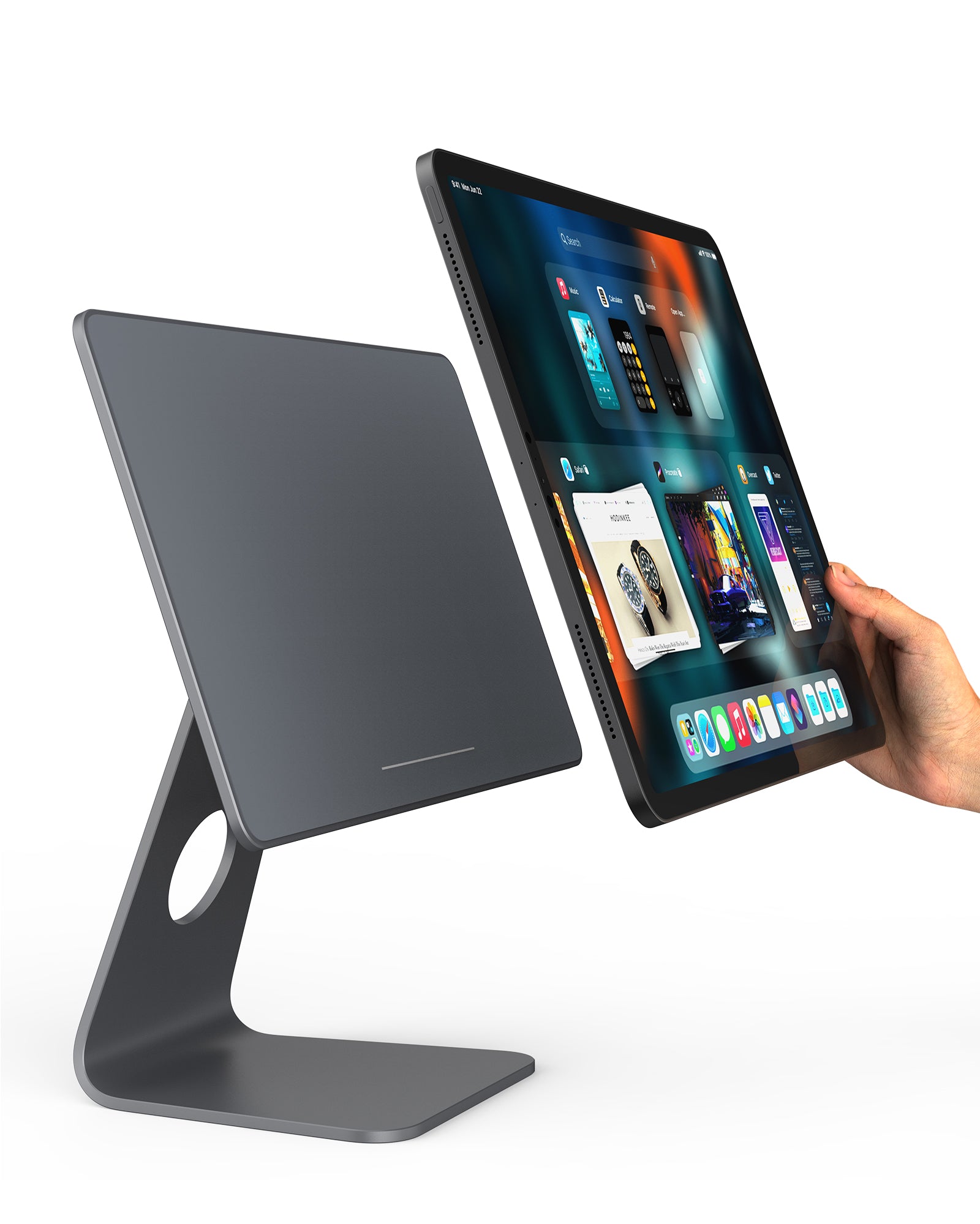 LULULOOK Support Magnétique Pliable iPad Pro 12,9 Pouces, Aluminium,  Utilisation en Mode Paysage ou Portrait, Aimant Puissant, Support Ipad,  pour iPad