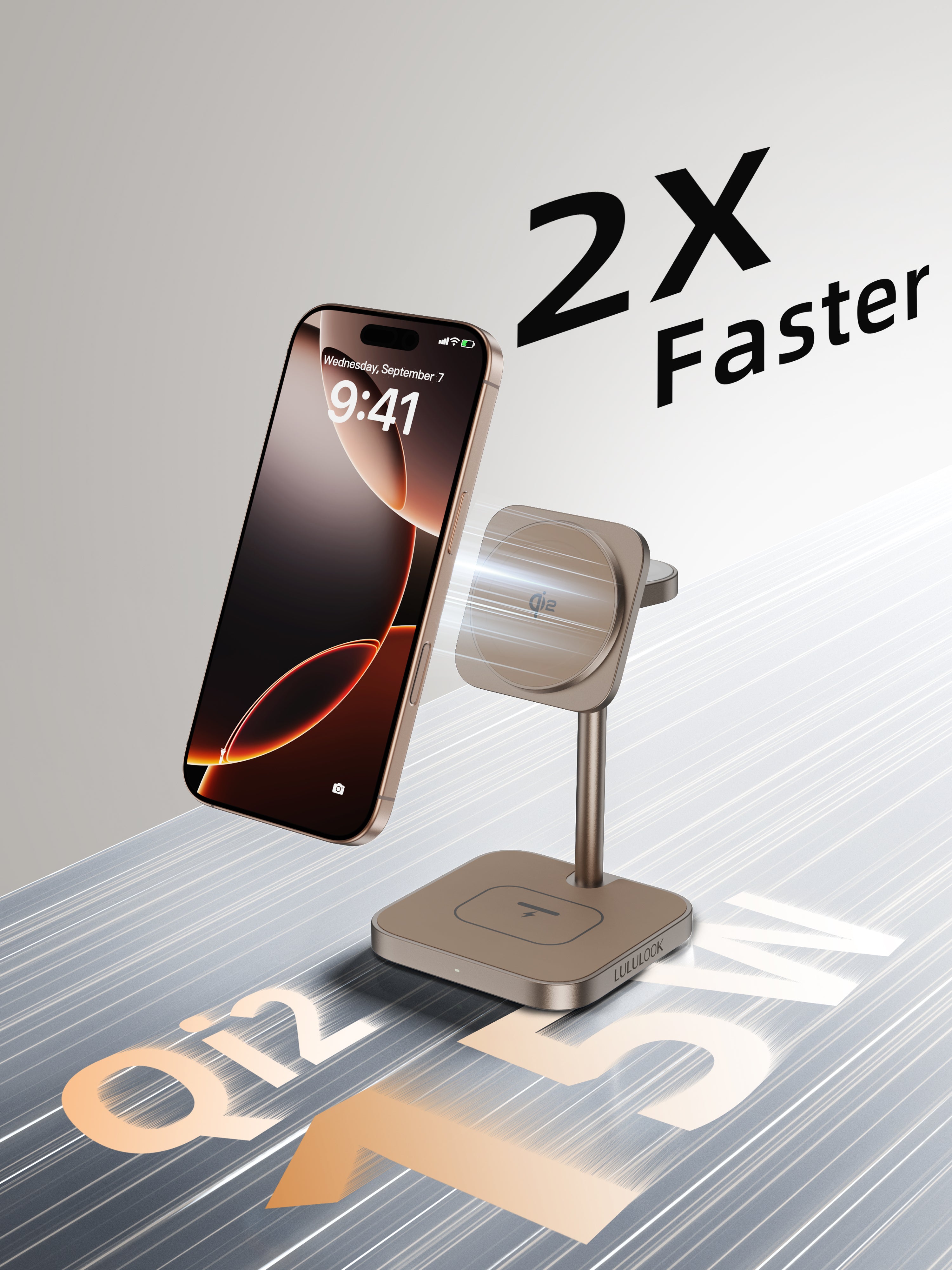 Ultra-Rise Qi2 15W 3 in 1 Wireless Charging Station