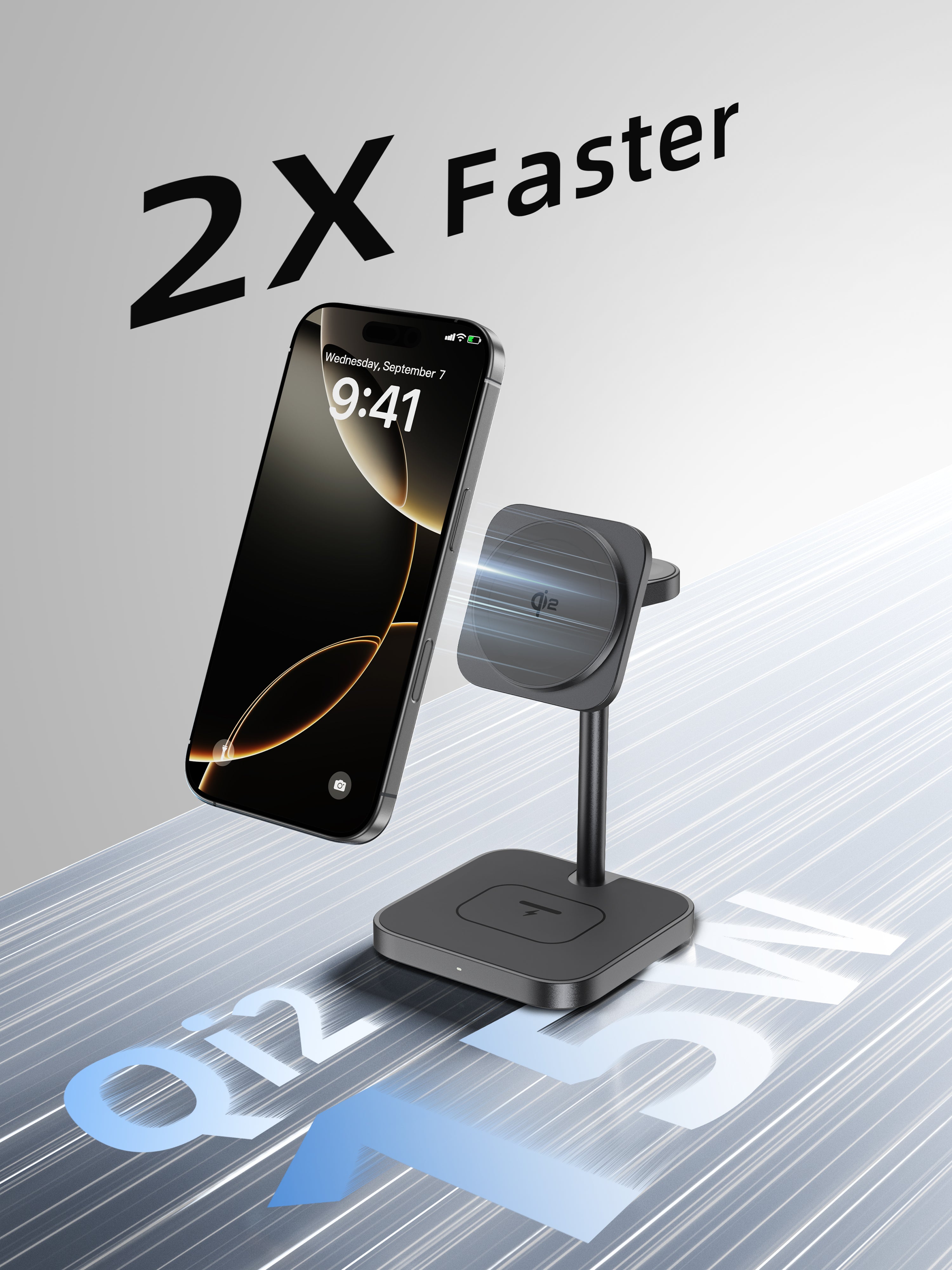 Ultra-Rise Qi2 15W 3 in 1 Wireless Charging Station