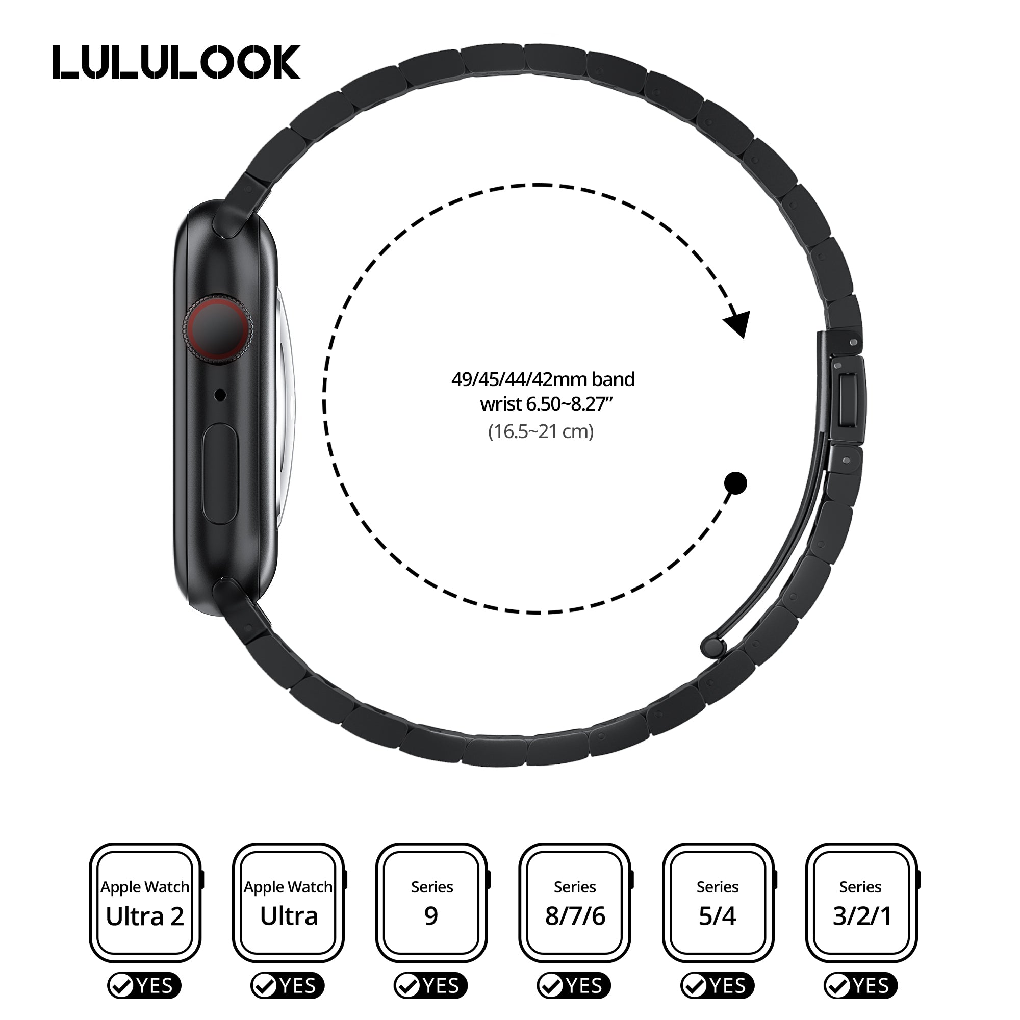 LULULOOK Band for Apple Watch Ultra, 49MM Titanium Metal Band for iWatch  [𝘿𝙇𝘾-𝙎𝙘𝙧𝙖𝙩𝙘𝙝 𝙍𝙚𝙨𝙞𝙨𝙩𝙖𝙣𝙩 𝙋𝙧𝙤𝙘𝙚𝙨𝙨]- Titanium Color  for Big Wrist