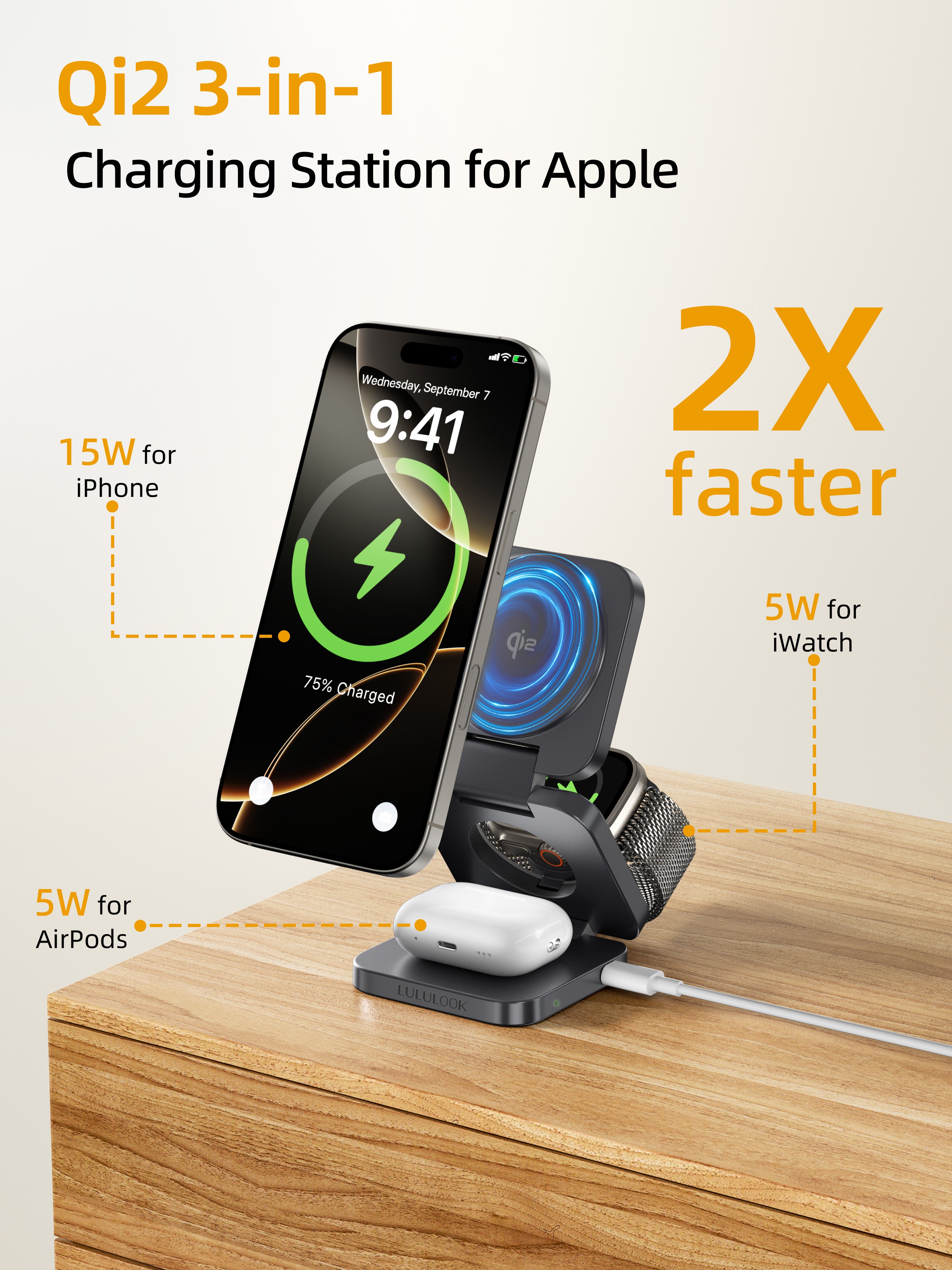 Ultra-Nano Qi2 3 in 1 Wireless Travel Charger