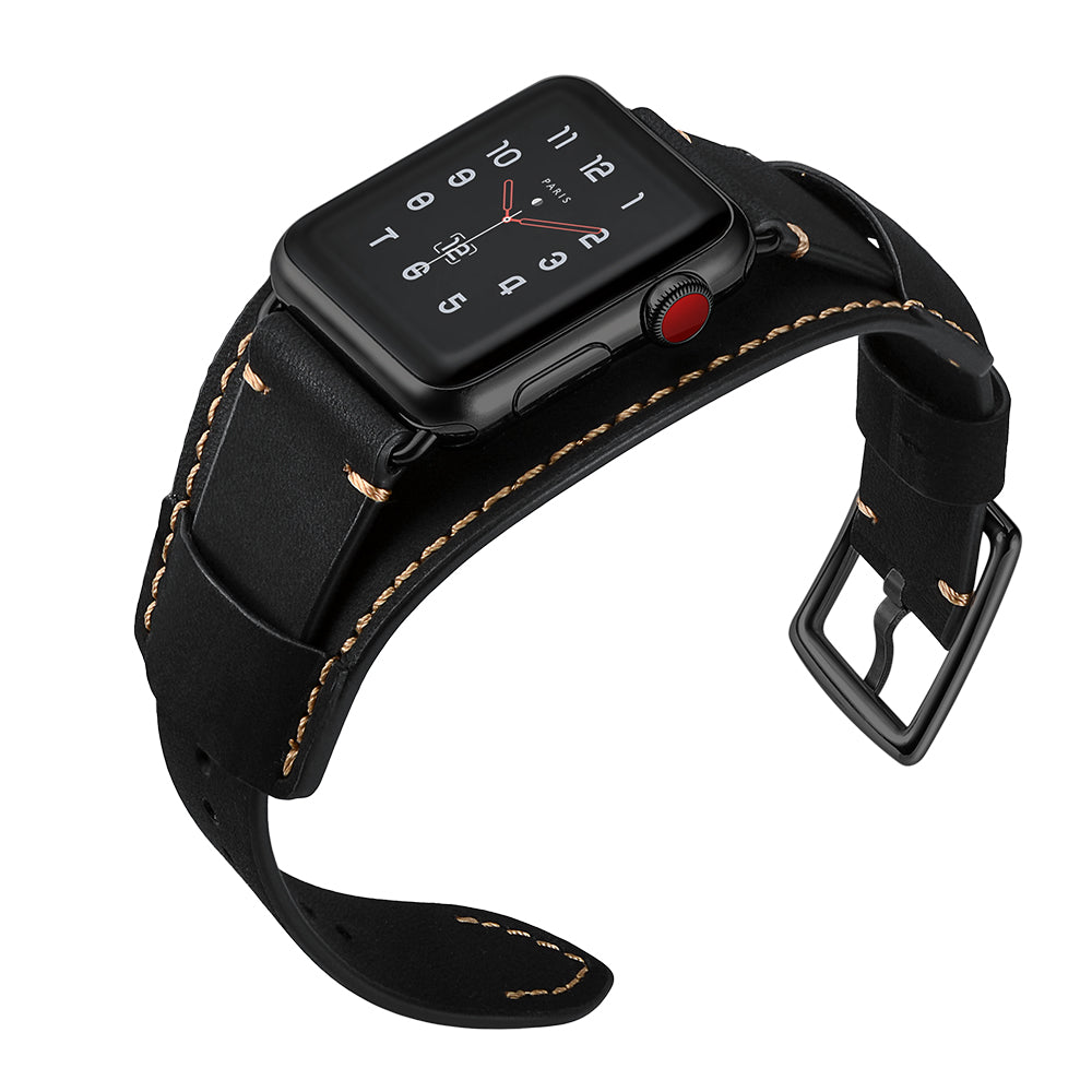 Apple watch sale black leather cuff