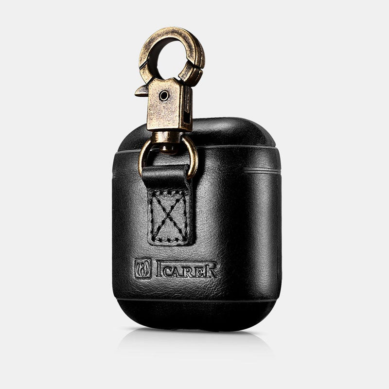 Black Fashion keychain leather with airpod case - Creo Piece