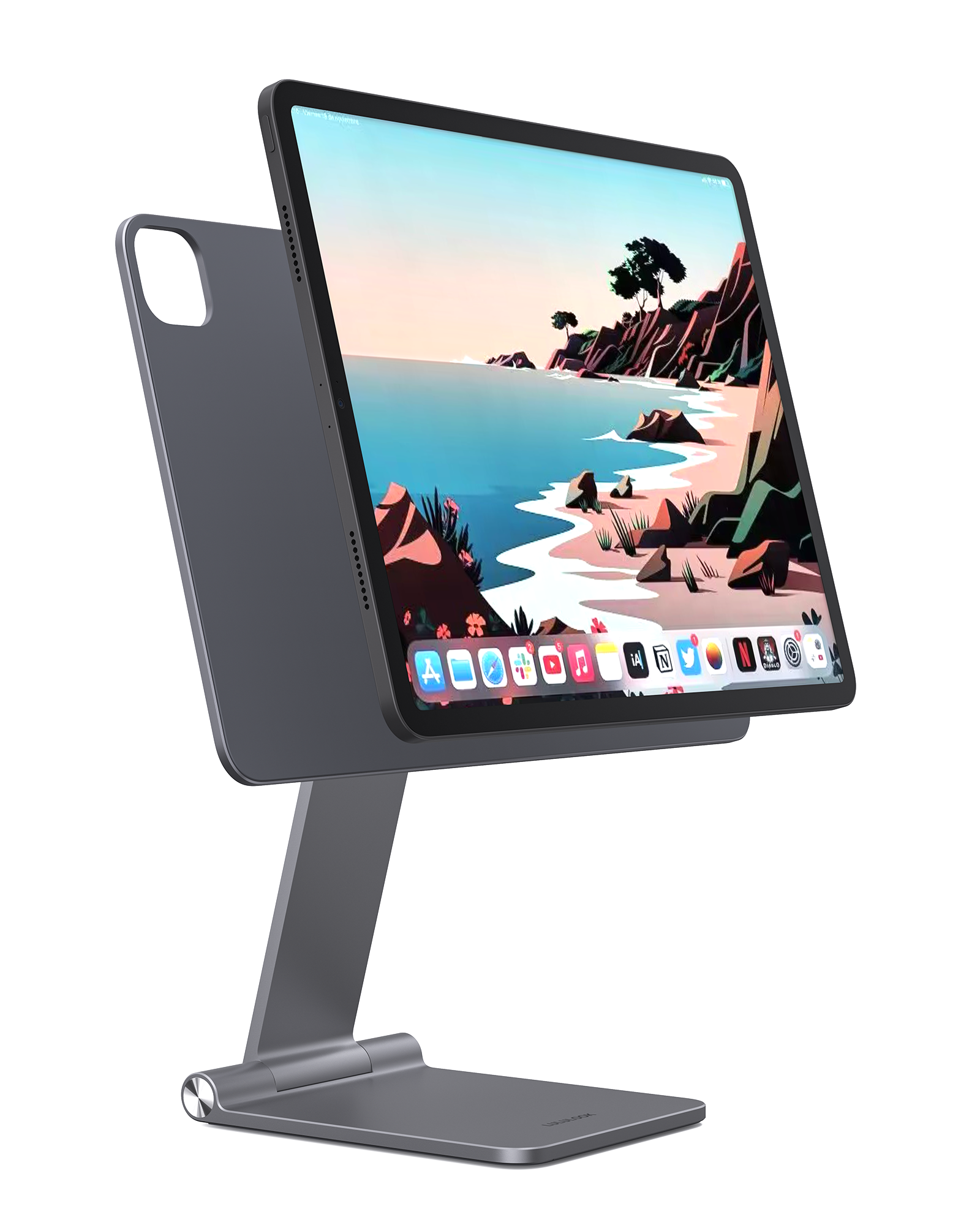 iPad Stand Swivel,Aluminum Portable 360°Rotating Tablet iPad Stand Holder  for Desk,Business,Kitchen,Desktop - Silver